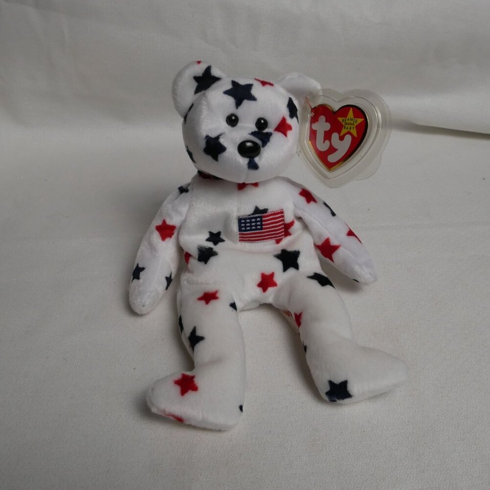 Ty Beanie Babies "Glory" The Original BB Spangle Bear With U.S. Flag & Stars VTG